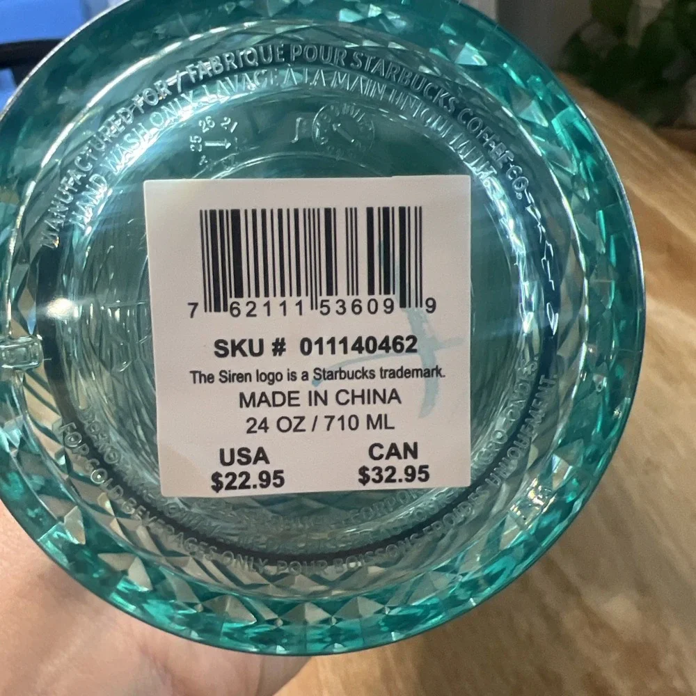 Starbucks Tumbler Teal Treen Blue Jeweled Ombre Cold Cup‎  24 fl oz NEW